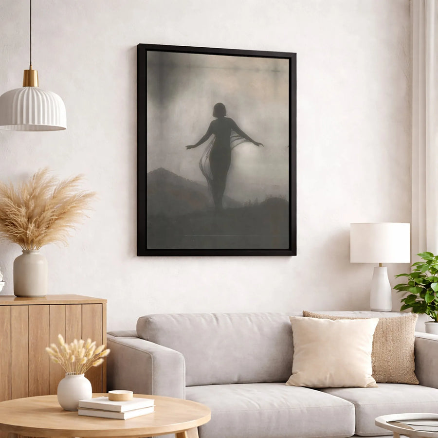 Ethereal Woman Silhouette Wall Art | Moody Misty Landscape Canvas | Premium Gallery Wrapped Print | Modern Minimalist Home Decor Gift