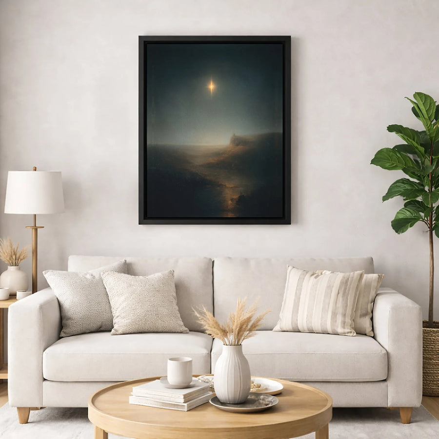 Star of Bethlehem Wall Art | Moody Night Landscape Canvas Print | Premium Gallery-Wrapped Decor | Christian Religious Home Gift
