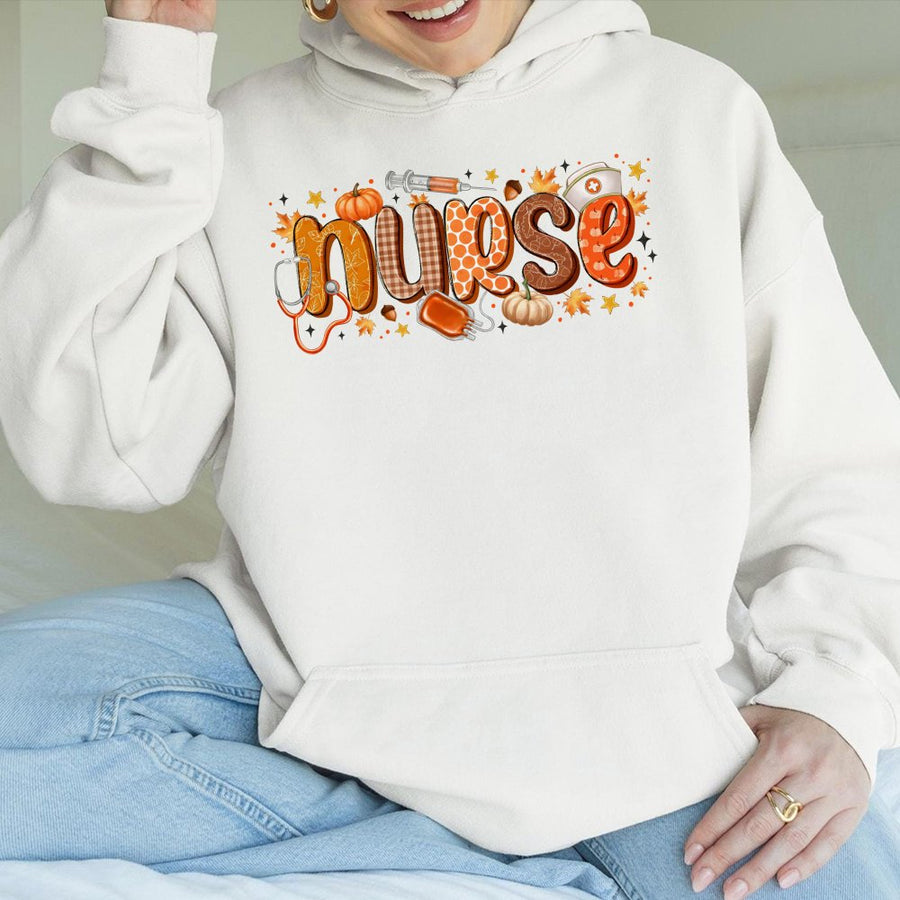 Fall Nurse Hoodie | Pumpkin Spice Medical Aesthetic | Soft Cotton-Blend | Nursing Student Gift For Autumn Season