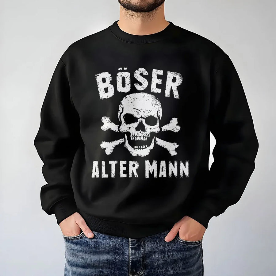 Böser Alter Mann Sweatshirt | Vintage Totenkopf Grafik & Spruch | Premium Baumwoll-Mix | Lustiges Geschenk für Papa & Opa