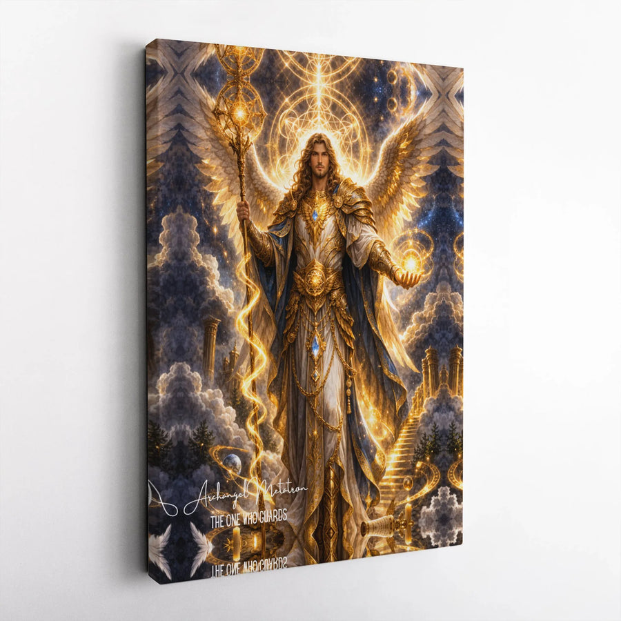 Archangel Metatron Canvas Art | Divine Guardian Angel Artwork | Premium Gallery Wrapped Canvas | Spiritual Home Decor Gift for Meditation Room