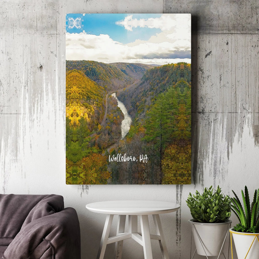 Pine Creek Gorge Canvas | Wellsboro PA Landscape Art | Premium Gallery Wrap | Nature Wall Decor Gift for Pennsylvania Travelers