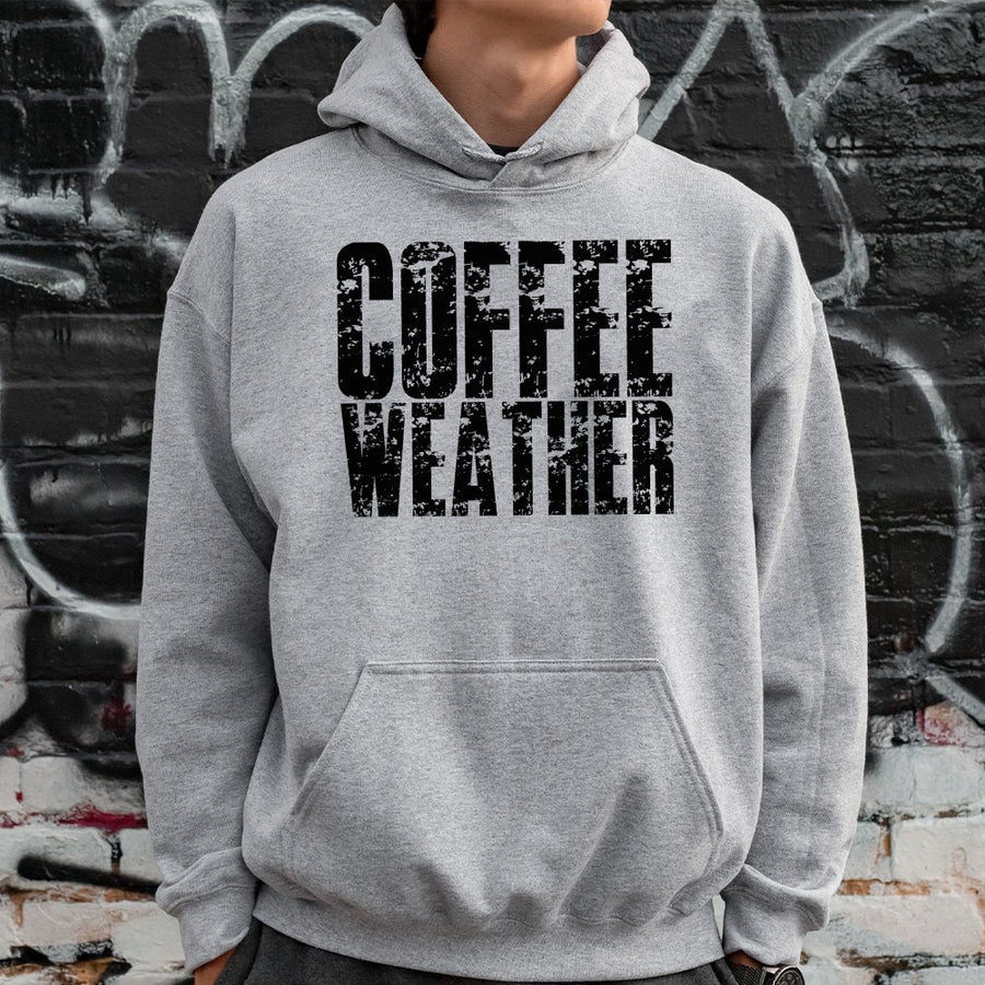 Coffee Weather Hoodie | Distressed Graphic Pullover | Premium Cotton-Poly Blend | Cozy Fall Aesthetic Gift For Coffee Lovers