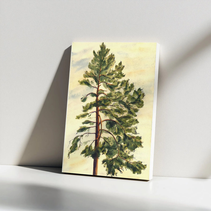Watercolor Pine Tree Vertical Canvas | Minimalist Nature Illustration | Premium 1.25" Thick Canvas | Modern Farmhouse & Cabin Decor Gift