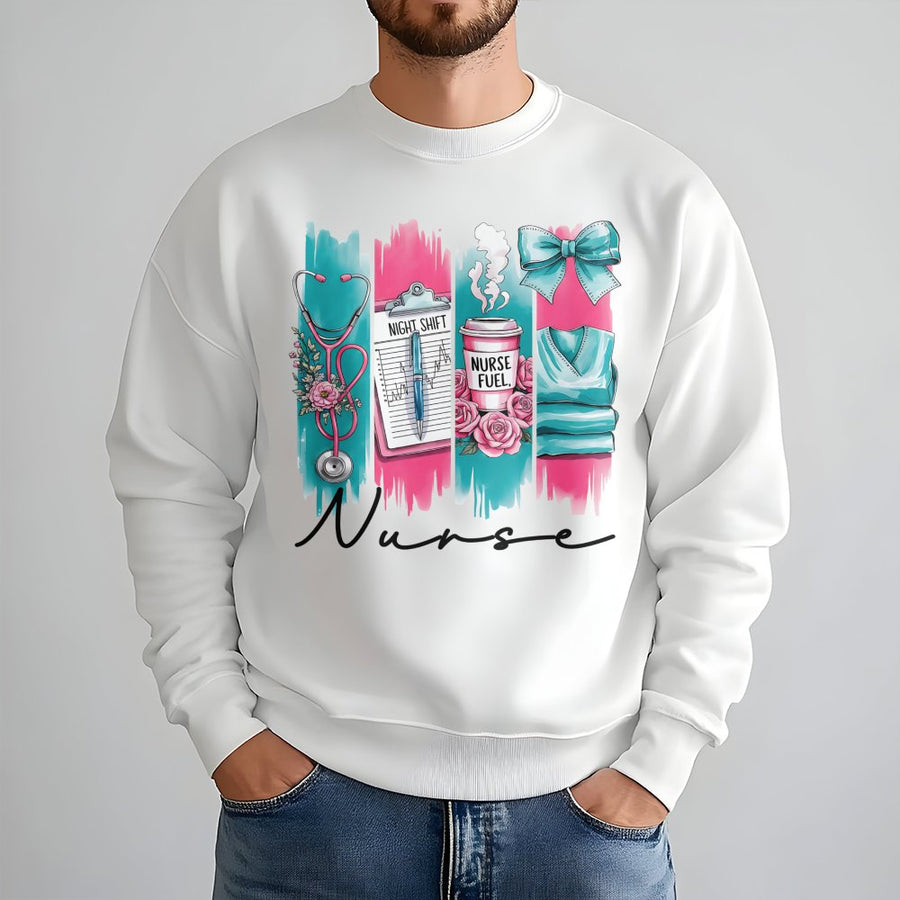 Nurse Sweatshirt | Coquette Floral Stethoscope Design | Premium Cotton Blend | Graduation Gift for Nursing Students and Registered Nurses