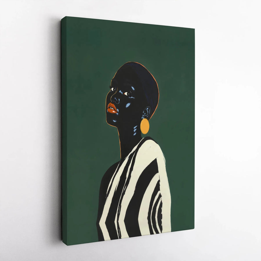 Black Woman Canvas Print | Modern Portrait Art with Bold Colors | Premium Thick Gallery Canvas | Afrocentric Home Decor Gift