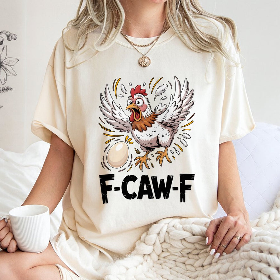 Funny Chicken T-Shirt | F-CAW-F Pun Graphic Hen Design | Premium Cotton Apparel | Gift for Chicken Farmers and Poultry Lovers