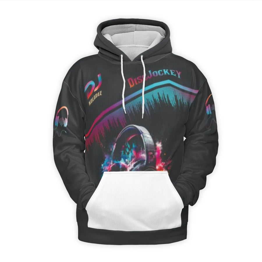 DJ Disc Jockey Hoodie | Colorful Soundwave Music Graphic Print | Premium Polyester Brushed Fleece | Gift for Music Producers & EDM Fans