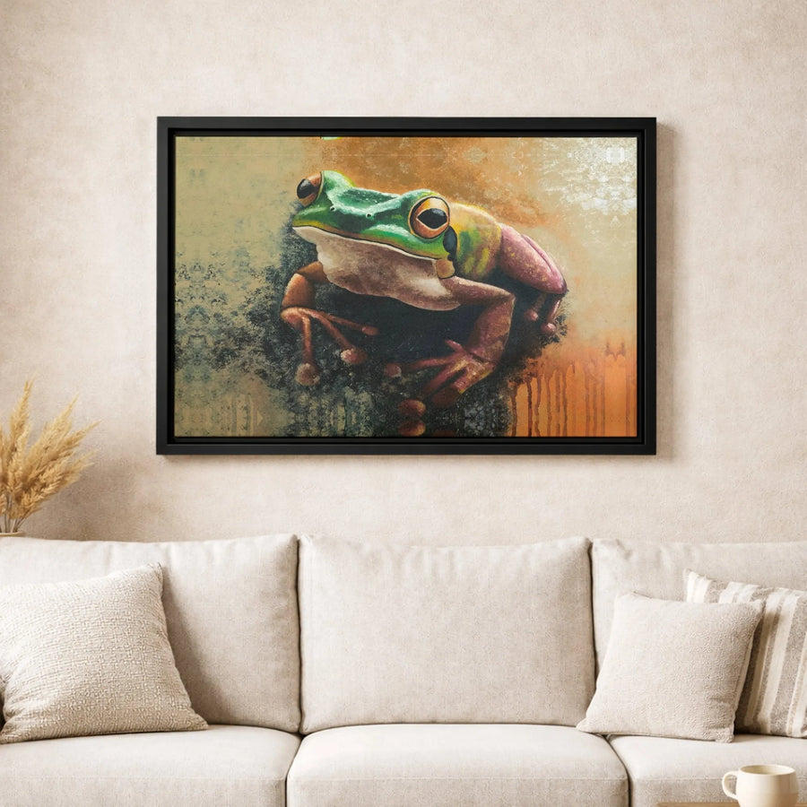 Tree Frog Wall Art Canvas | Vibrant Abstract Rainforest Animal Print | Premium Gallery-Wrapped Decor | Nature Lover Gift Home Office Wall Decor