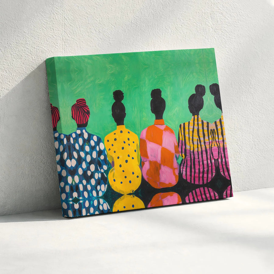Black Women Wall Art | Abstract Fashion Illustration | 1.25 Inch Premium Gallery Canvas | Vibrant Boho Home Decor Gift For Her