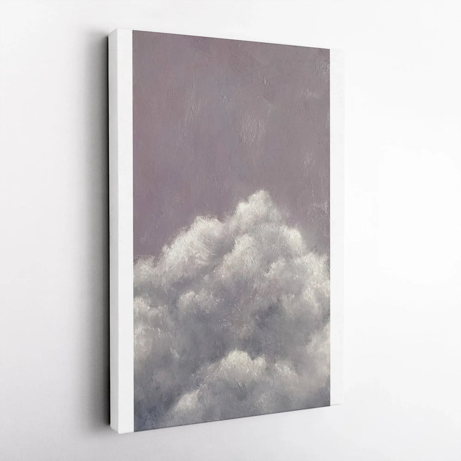 Calming Cloudscape Vertical Canvas | Abstract Oil Painting Style Wall Art | Premium Thick Gallery Wrap | Morning Meditation Room Decor Gift