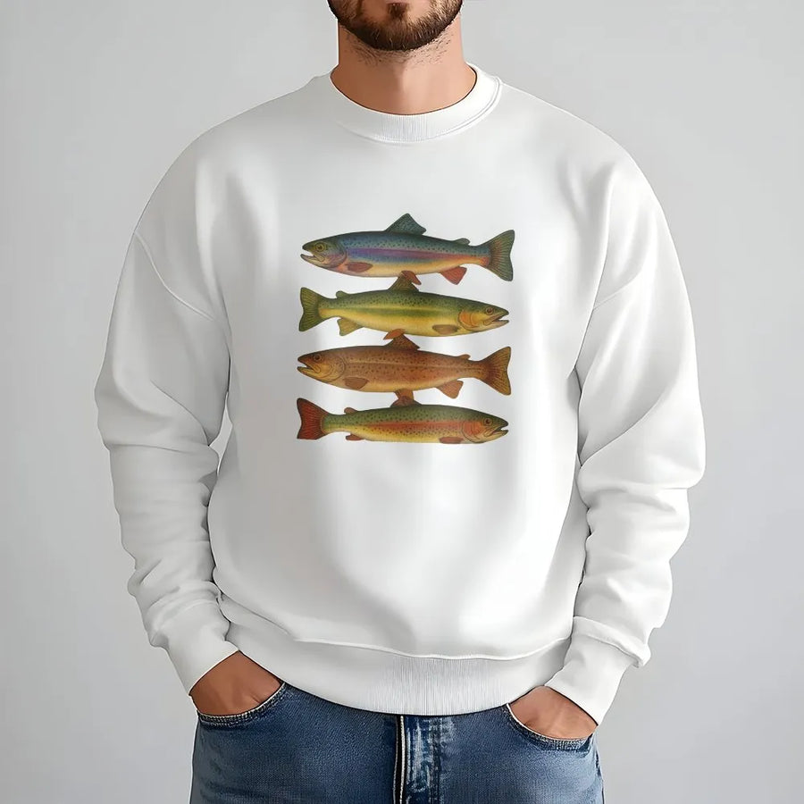 Vintage Trout Sweatshirt | Retro Fish Species Illustration | Premium Cotton Tee | Gift for Fisherman & Angler