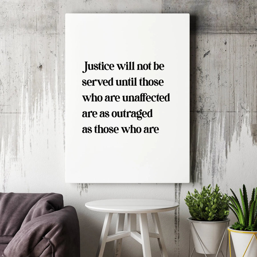 Social Justice Quote Canvas | Minimalist Typography Art | Premium Gallery Wrapped Print | Law Office Decor & Activist Gift