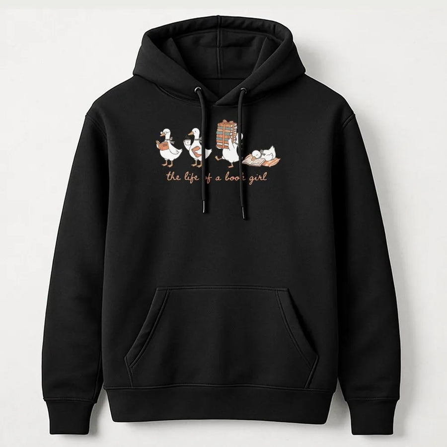 Book Girl Goose Hoodie | The Life of a Book Girl Graphic Tee | Premium Comfort Colors Shirt | Cute Librarian Gift for Women & Readers