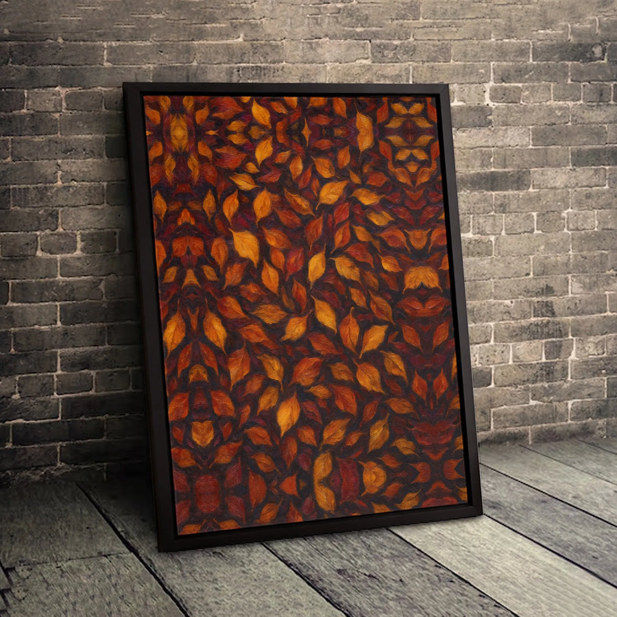 Autumn Leaves Canvas Wall Art | Abstract Fall Foliage Oil Painting Style | Premium Gallery Wrap 1.25 Inch Profile | Seasonal Home Decor Gift