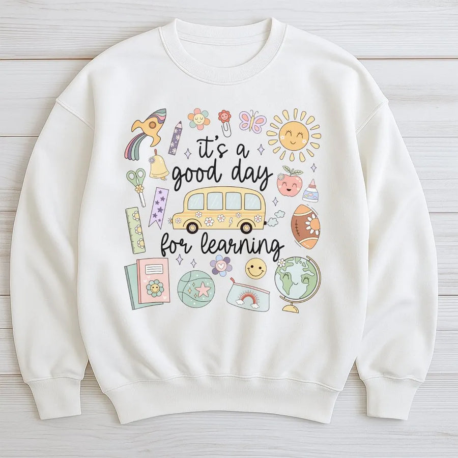 Good Day for Learning Teacher Shirt | Whimsical School Doodle Graphic Tee | Premium Soft Cotton | First Day of School Gift for Educator