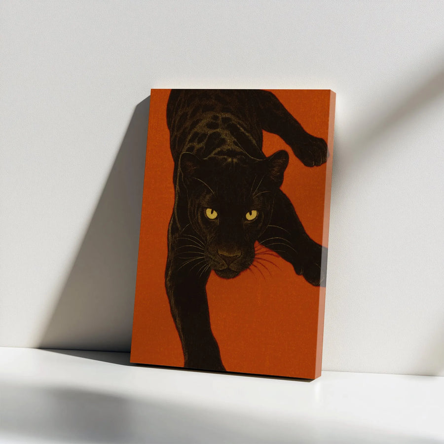 Black Panther Canvas Wall Art | Fierce Big Cat Animal Portrait | Premium Gallery Wrap Print | Modern Home & Office Decor Gift