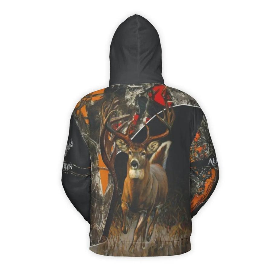 Whitetail Buck Hunting Hoodie | 3D All-Over Print Wildlife Design | Premium Polyester Brushed Fleece | Gift for Outdoorsmen and Hunters