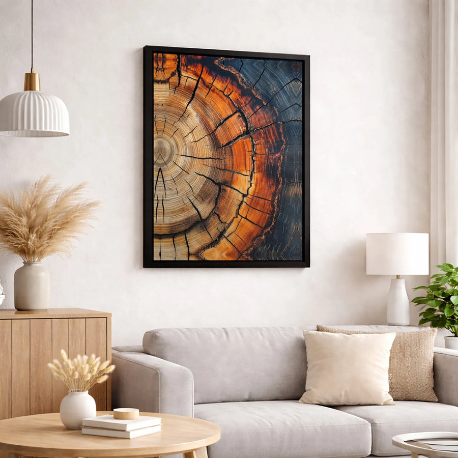 Tree Ring Wall Art Canvas | Abstract Wood Grain Cross-Section Print | Premium Gallery-Wrapped 1.25" Profile | Modern Home & Office Decor Gift