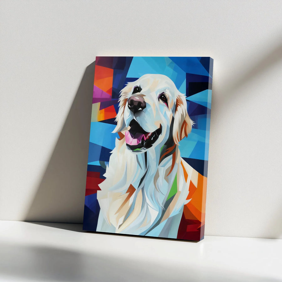 Golden Retriever Canvas Wall Art | Geometric Pop Art Style Print | Premium Thick Gallery Wrap | Gift for Dog Lovers Living Room Decor