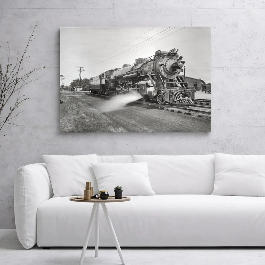Steam Locomotive Canvas Wall Art | Vintage Train Photography Print | Premium 1.25" Gallery Wrap | Industrial Office or Home Decor Gift