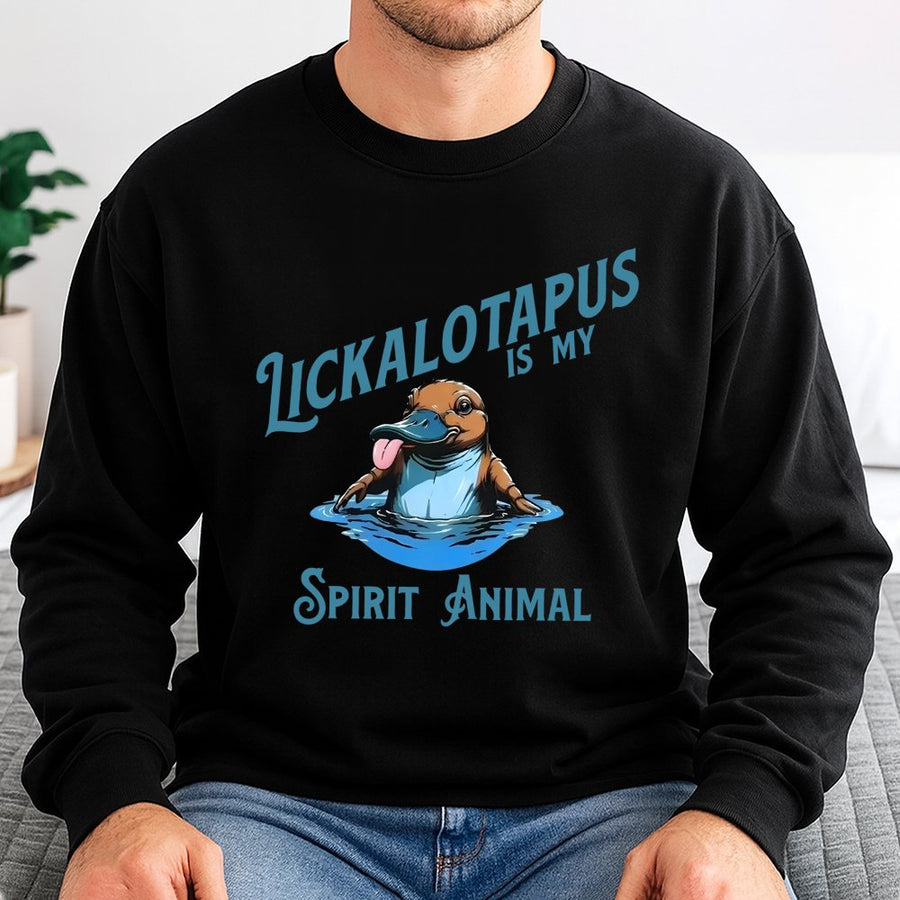 Lickalotapus Spirit Animal Sweatshirt | Funny Platypus Pun Graphic | Premium Cotton Blend | Humorous Animal Lover Gift For Men And Women