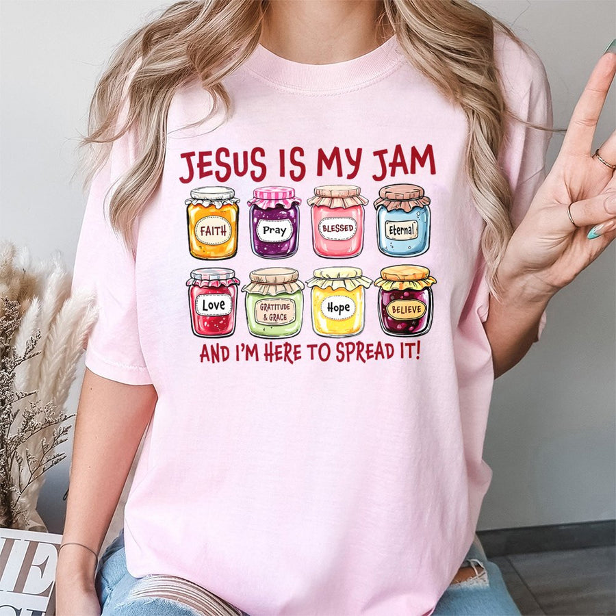 Jesus Is My Jam T-Shirt | Funny Christian Scripture Faith Quote | Premium 100% Cotton Graphic Tee | Gift for Believers and Church Small Groups