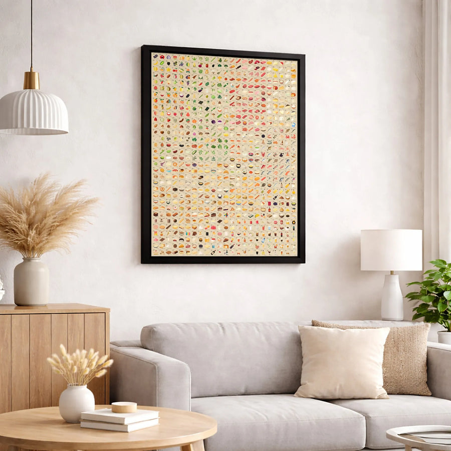 Food Calorie Chart Wall Art | Nutrition Facts Infographic Poster | Premium 1.25-Inch Gallery Canvas | Healthy Eating Kitchen Decor Gift