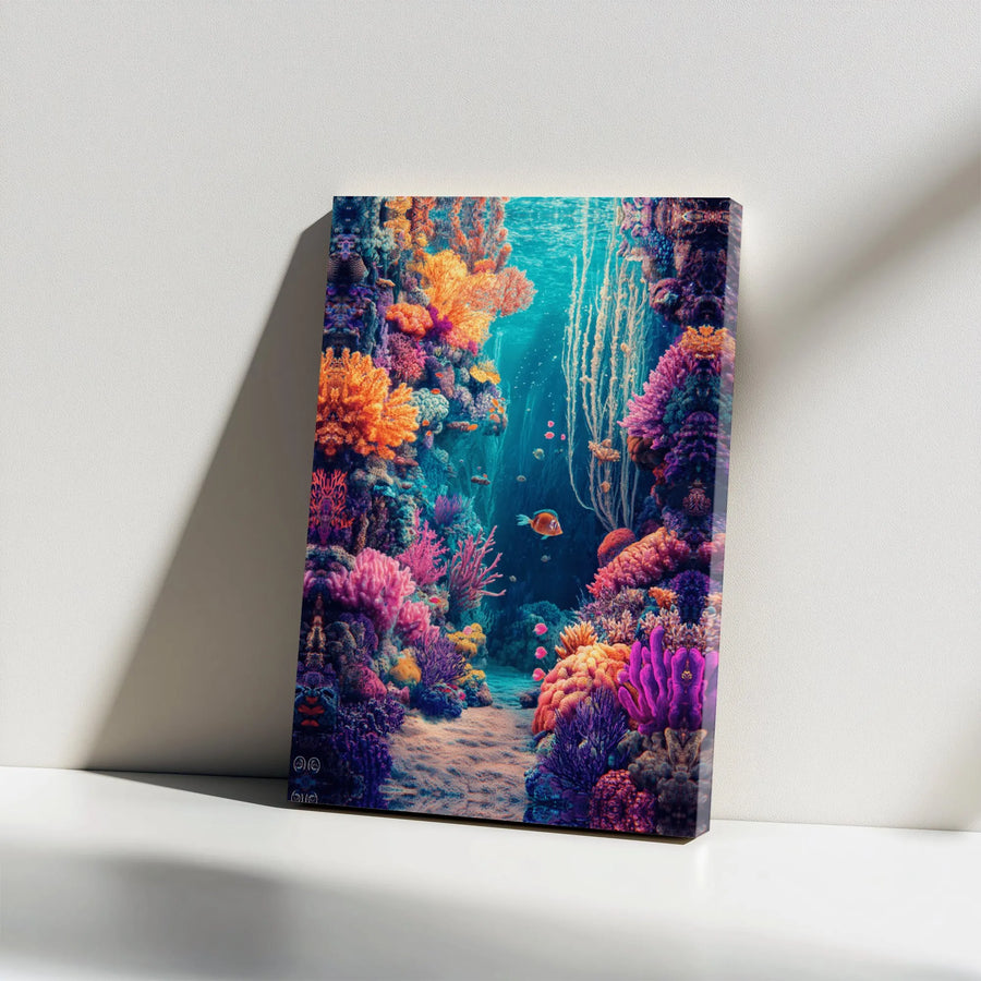 Coral Reef Canvas Wall Art | Vibrant Underwater Sea Life Print | Premium Gallery Wrapped Canvas | Coastal & Nautical Home Decor Gift