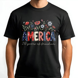 America 250th Anniversary T-Shirt | Patriotic Floral 1776–2026 Graphic | 100% Cotton Premium Tee | Unisex Independence Day Gift
