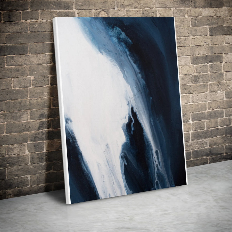 Abstract Blue Canvas Wall Art | Moody Ink Flow Painting | Premium Gallery Wrapped Print | Modern Home & Office Decor Gift