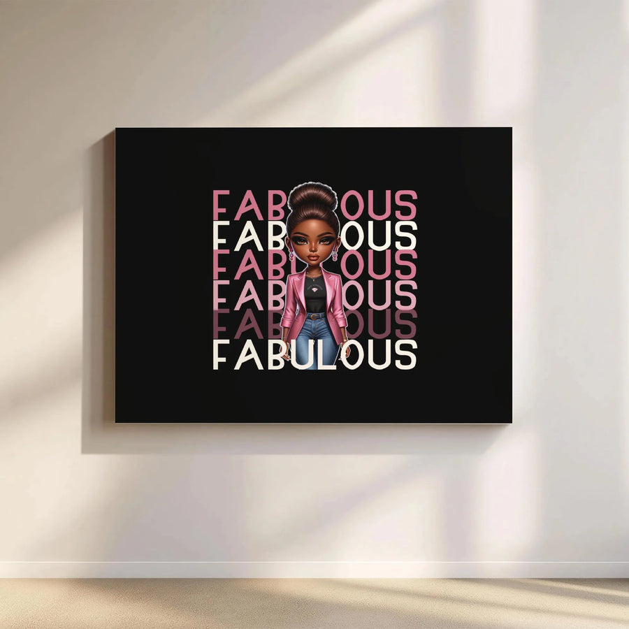 Fabulous Black Woman Canvas Wall Art | Afrocentric Chic Illustration | Premium Gallery Wrapped Decor | Empowering Home Office Gift
