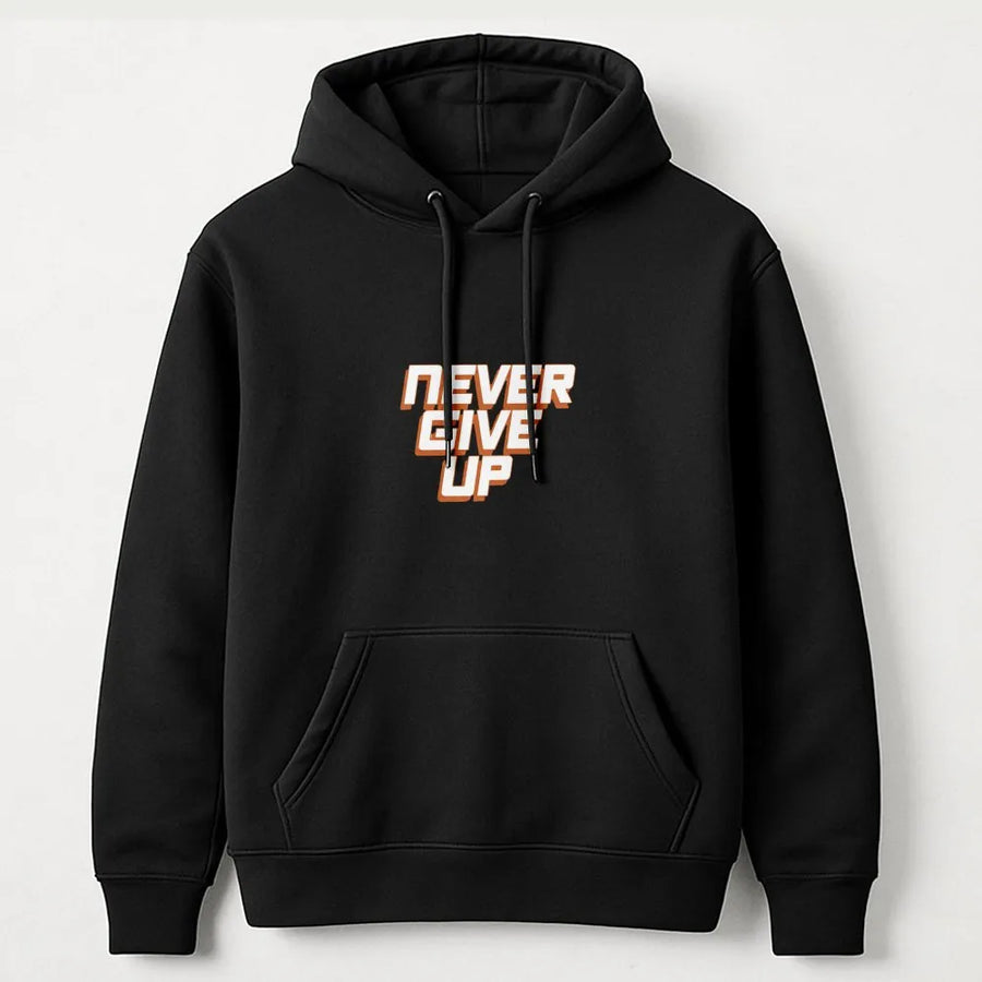Never Give Up Hoodie | Motivational Graphic Sweatshirt | Premium Cotton Blend | Unisex Inspirational Gift for Fitness and Success