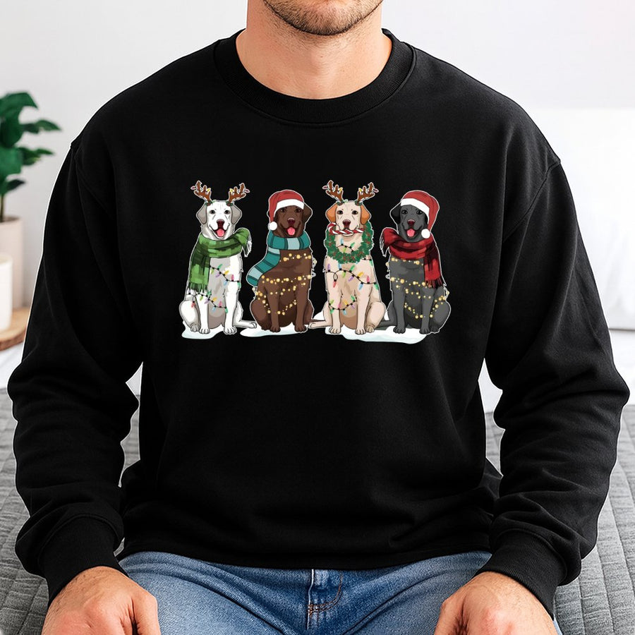 Christmas Labrador Sweatshirt | Festive Dog Graphic with Reindeer Antlers | Premium Cotton Blend | Holiday Gift for Dog Lovers