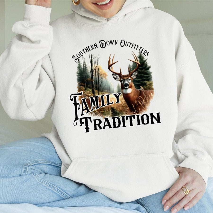 Hunting Hoodie | Majestic Whitetail Buck Graphic | Premium Cotton Blend | Gift For Deer Hunters And Family Tradition Lovers