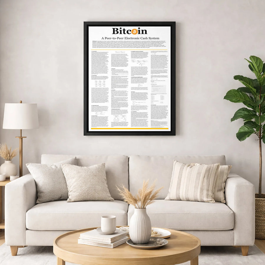 Bitcoin Whitepaper Canvas Wall Art | Satoshi Nakamoto Original Paper | Premium Gallery Wrap Print | Crypto Home Office Decor Gift