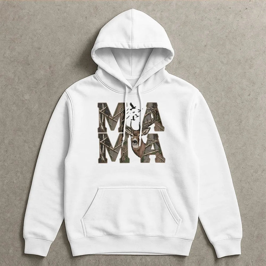 Mama Deer Hoodie | Hunting Camo Lettering Design | Premium Cotton Blend | Outdoorsy Mom Gift For Her Country Western Style