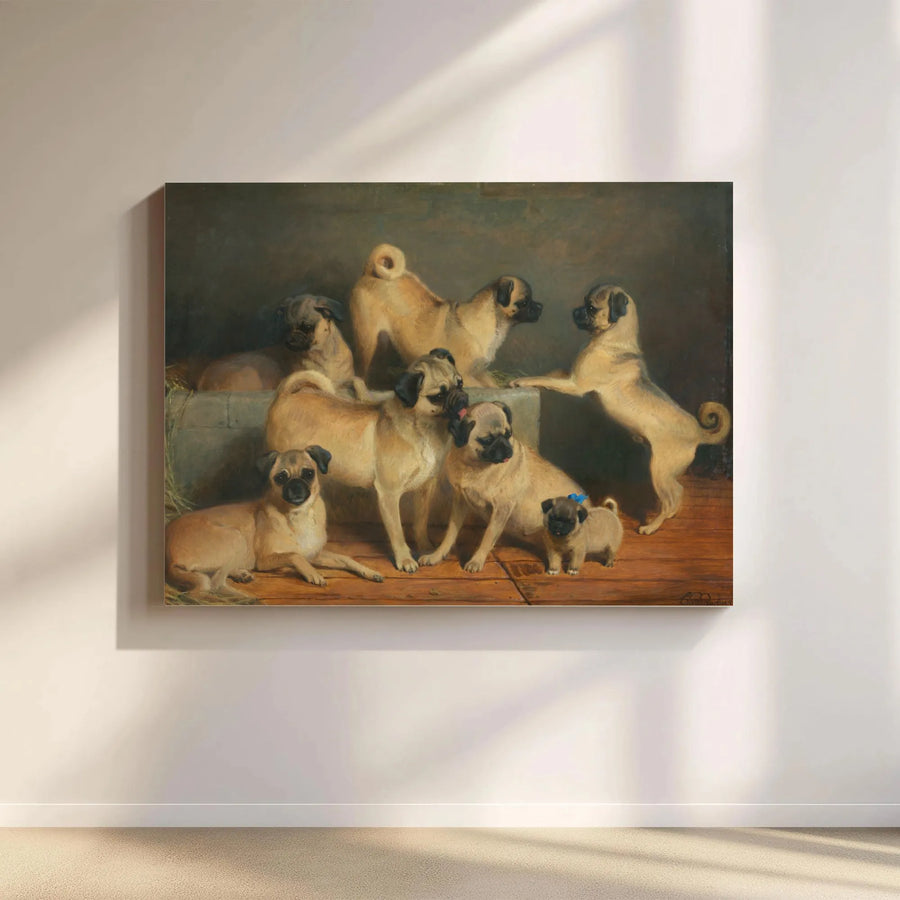 Pug Dog Oil Painting Canvas | Vintage Classic Animal Art Wall Decor | Premium Fade-Resistant Gallery Print | Perfect Gift for Dog Lovers
