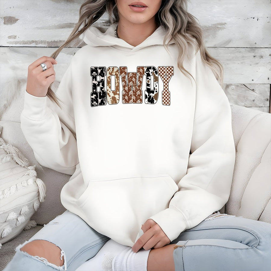 Howdy Western Graphic Hoodie | Cowgirl Country Western Aesthetic | Premium Cotton-Blend Pullover | Trendy Gift for Women & Cowgirl Lovers