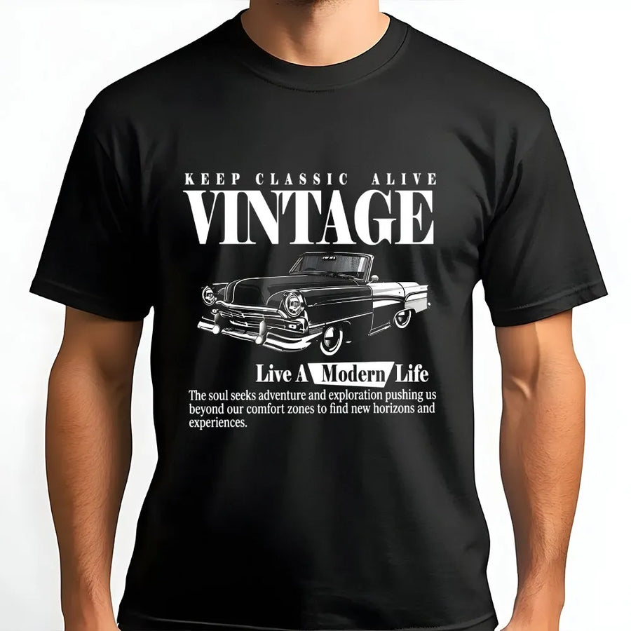 Vintage Car T-Shirt | Keep Classic Alive Graphic Print | Soft Cotton Unisex Tee | Gift for Classic Automobile Enthusiast