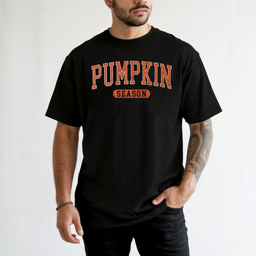 Pumpkin Season T-Shirt | Varsity Lettering Autumn Aesthetic | 100% Cotton Premium Fabric | Cute Fall Outfit Gift for Women and Men