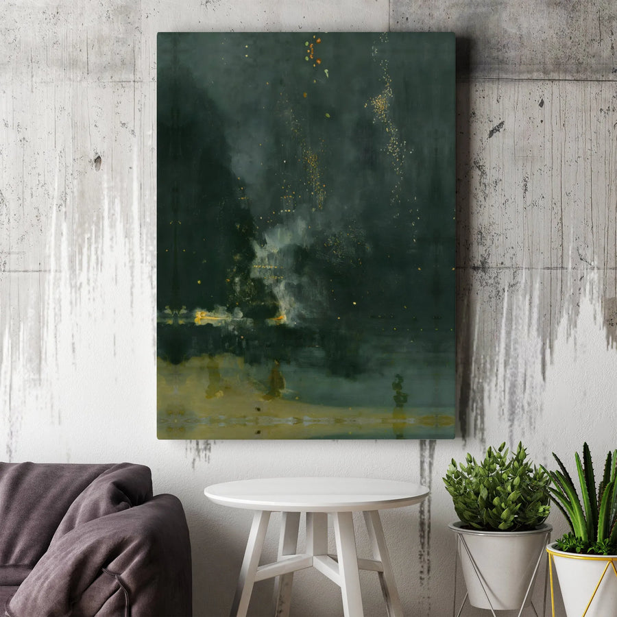 Dark Moody Abstract Canvas Wall Art | Gold Accents Modern Oil Style | Gallery Wrapped Premium Quality | Statement Decor for Living Room Office