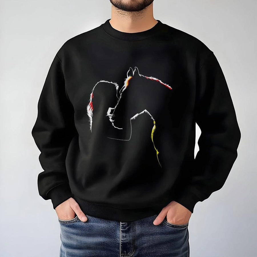 Horse Sweatshirt | Minimalist Equestrian Line Art Design | Cotton-Blend Unisex Crewneck | Gift for Horse Lovers and Cowgirls
