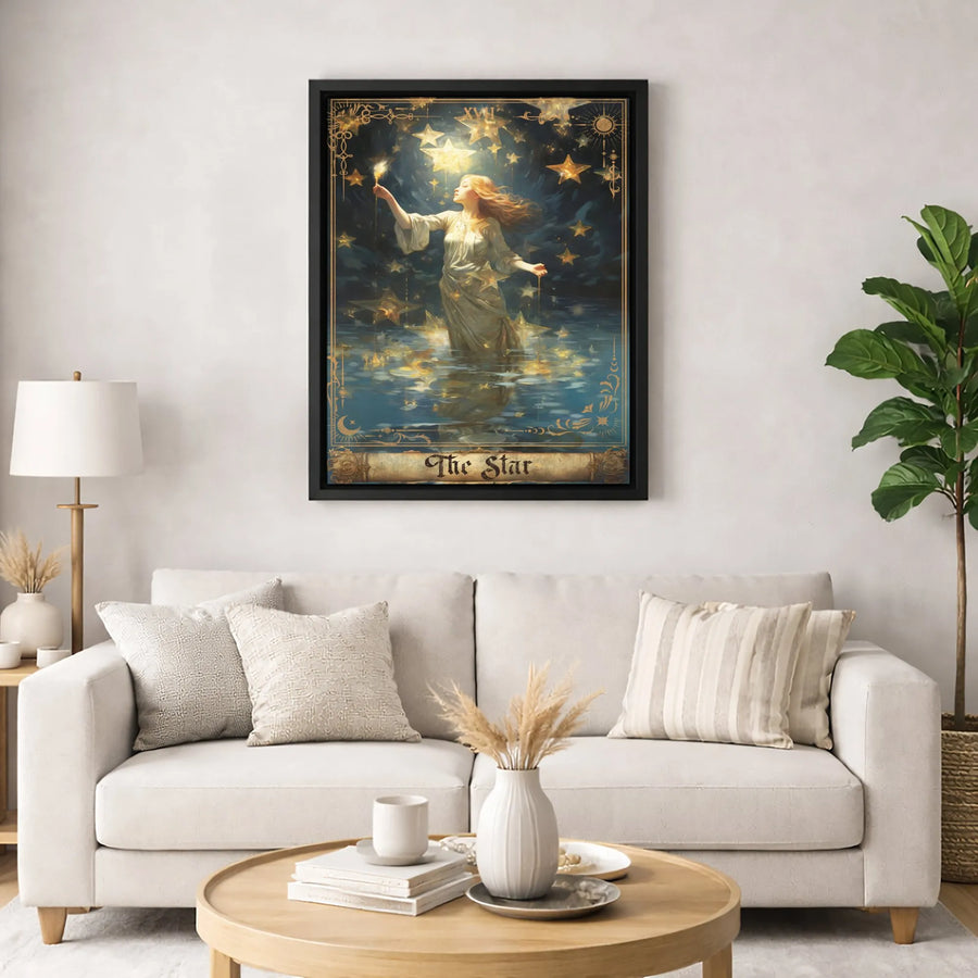 The Star Tarot Card Wall Art | Mystical Celestial Home Decor | Premium Gallery Wrapped Canvas | Spiritual Gift for Astrology Lovers