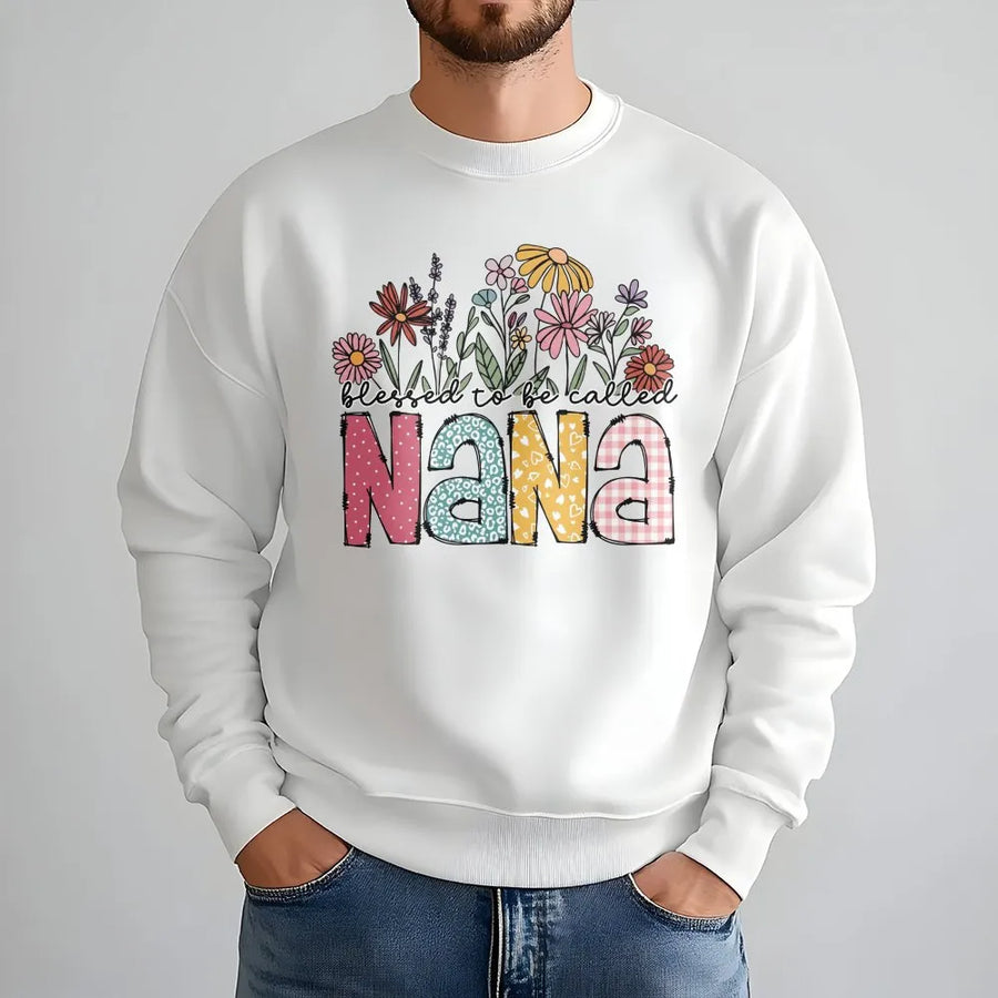 Blessed Nana Sweatshirt | Floral Wildflower Graphic Tee | Soft Cotton Grandma Shirt | Mother's Day Gift for New Grandmother