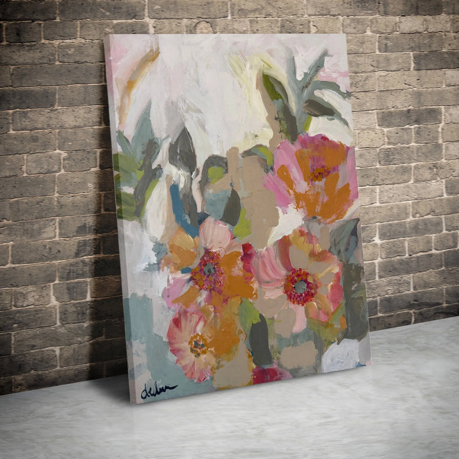 Abstract Floral Art Print Vertical Canvas | Modern Impressionist Wildflower Design | Premium 1.25 Inch Gallery Wrap | Elegant Wall Decor Gift for Living Room
