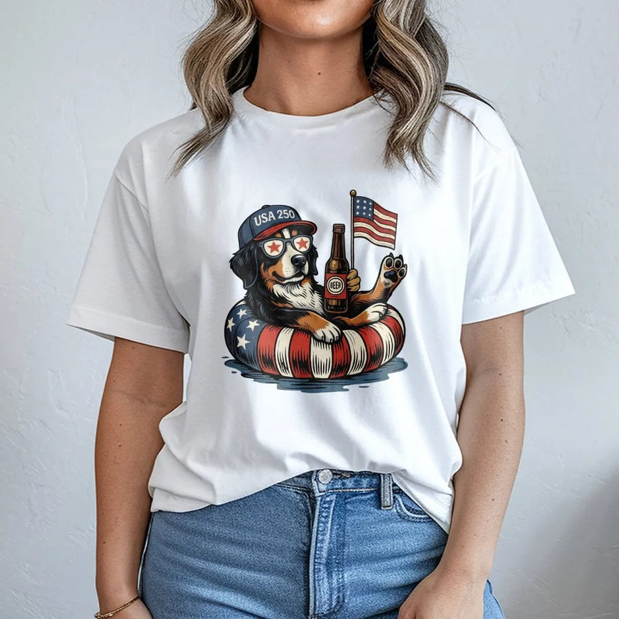 Funny 4th of July Dog T-Shirt | USA 250th Anniversary Graphic | Soft Cotton Blend Sweatshirt | Independence Day Gift for Dog Lovers