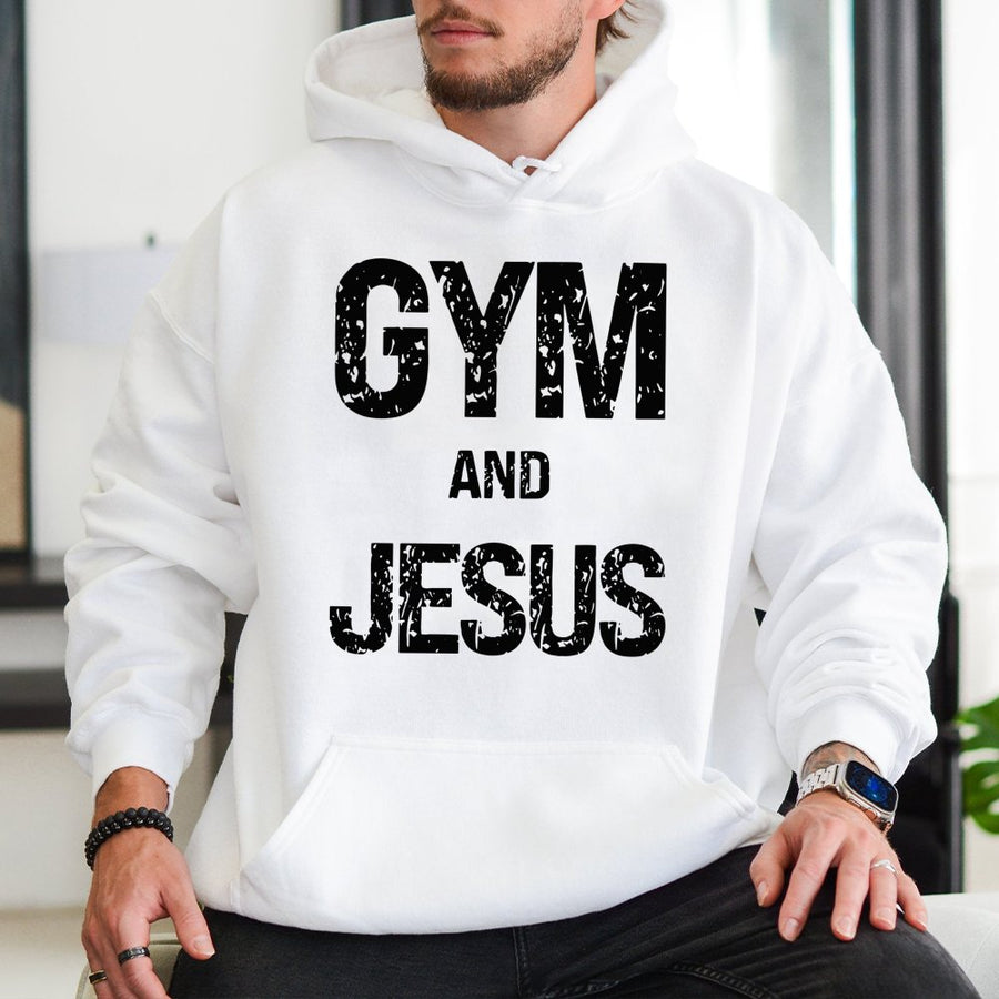Gym and Jesus Hoodie | Christian Fitness Pump Cover | Premium Cotton Blend | Gift for Christian Bodybuilder Workout Apparel
