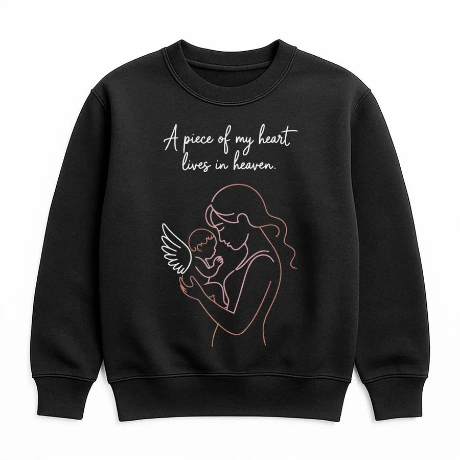 A Piece of My Heart Lives in Heaven Shirt | Angel Baby Line Art Memorial Tee | Premium Cotton | Infant Loss Sympathy Gift for Mom