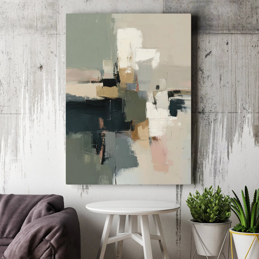 Abstract Canvas Wall Art | Textured Geometric Print in Neutral Tones | Premium Gallery Wrapped Canvas | Modern Home Decor Gift